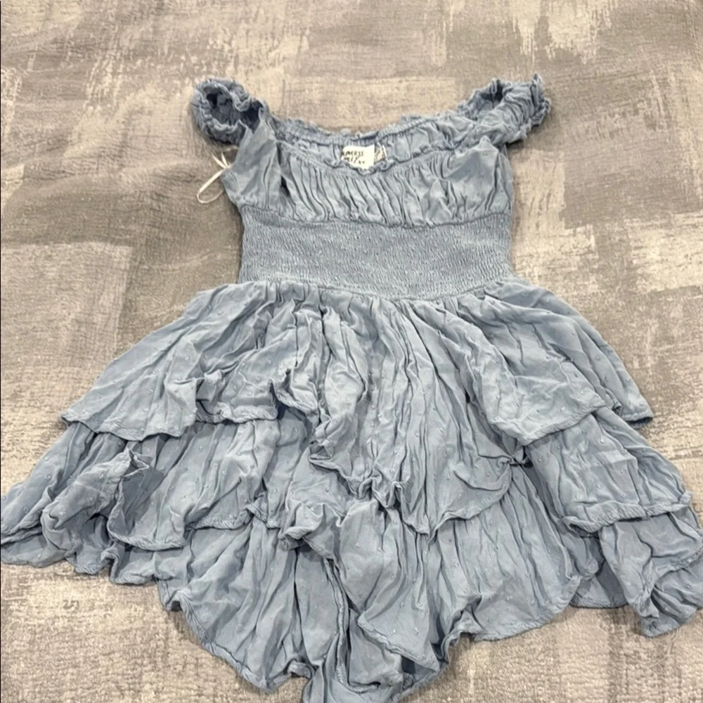 Blue Off-Shoulder Ruffled Dress - Picture 1 of 5